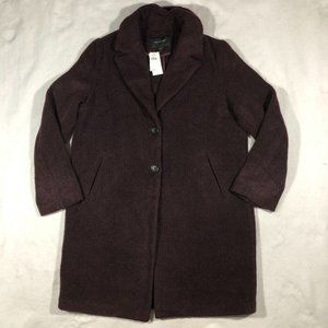 Banana Republic Factory Coat Womens Large Midi Basic Wool Maroon Wine NEW $180